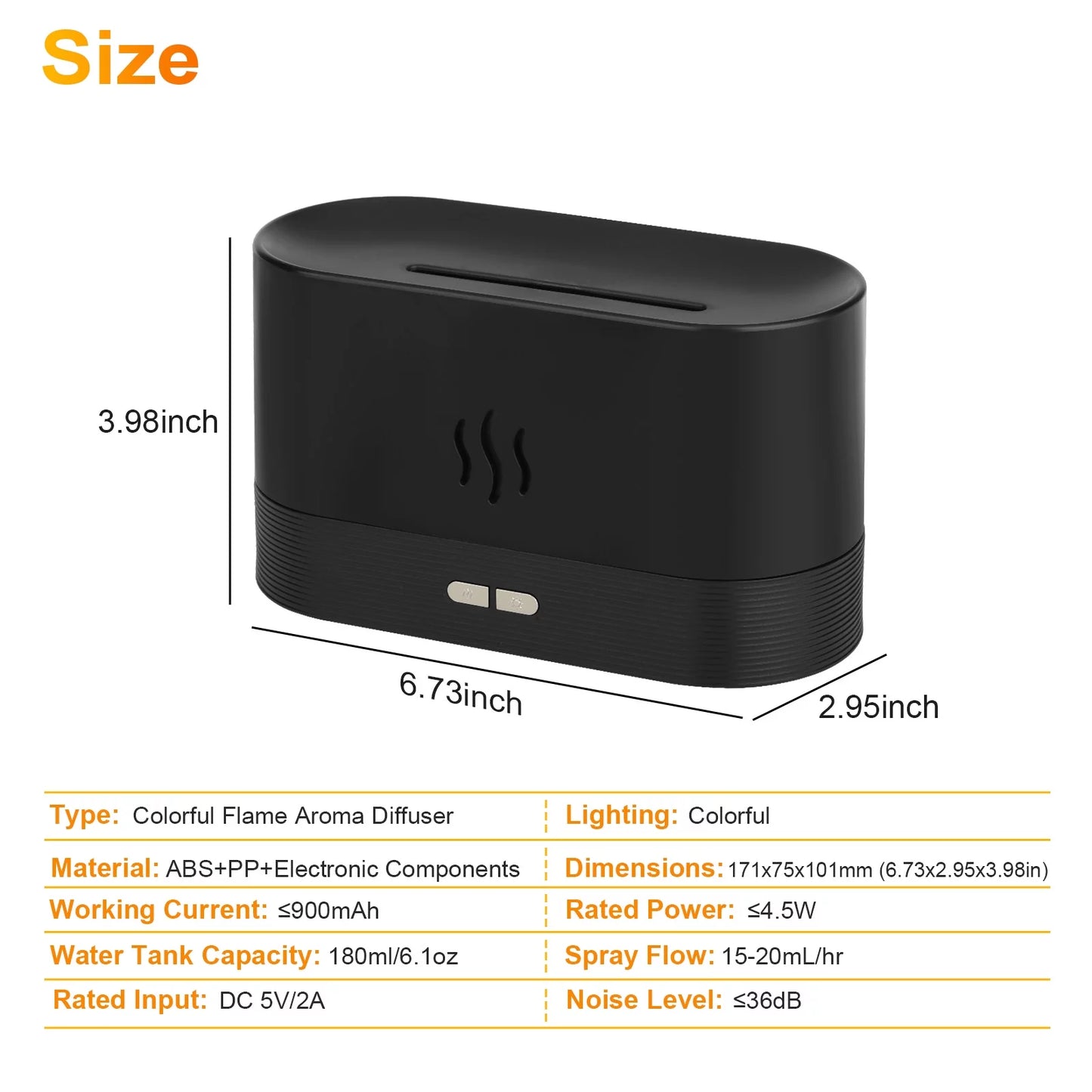 180Ml Flame Air Humidifier Essential Oil Diffuser, 3D USB 7 Color Light Aroma Diffuser for Home, Office, Spa, Gym