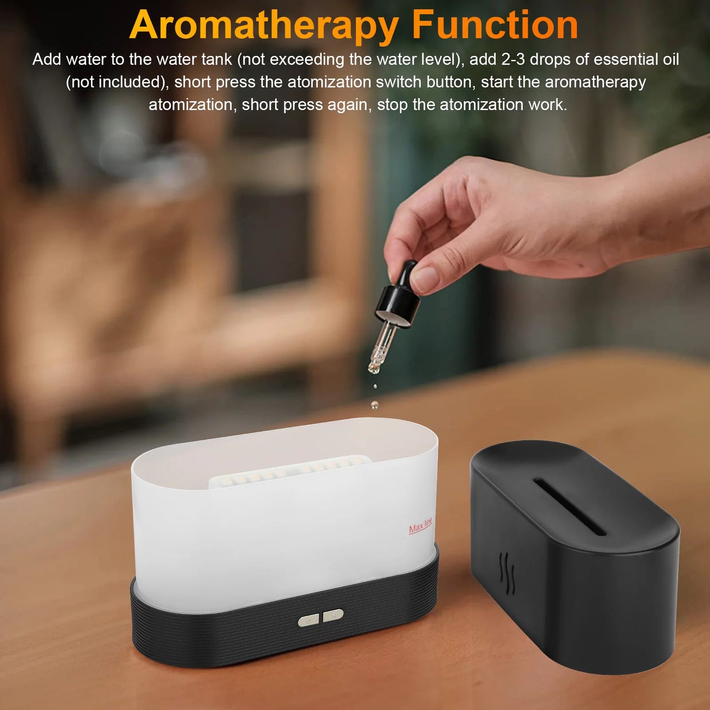 180Ml Flame Air Humidifier Essential Oil Diffuser, 3D USB 7 Color Light Aroma Diffuser for Home, Office, Spa, Gym