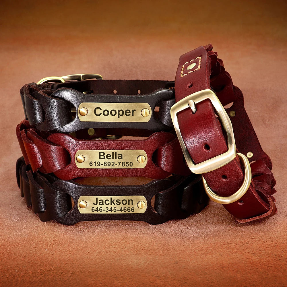 Genuine Leather Personalized  Dog Collar