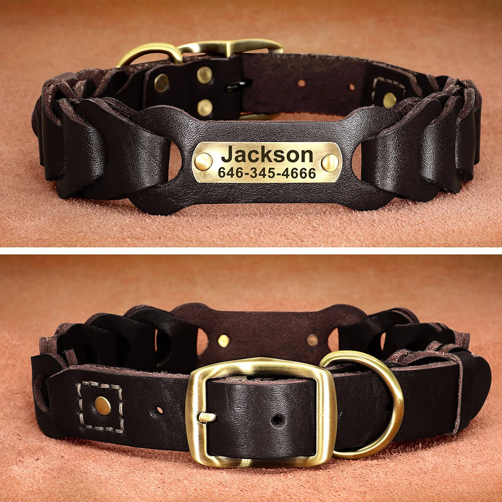 Genuine Leather Personalized  Dog Collar