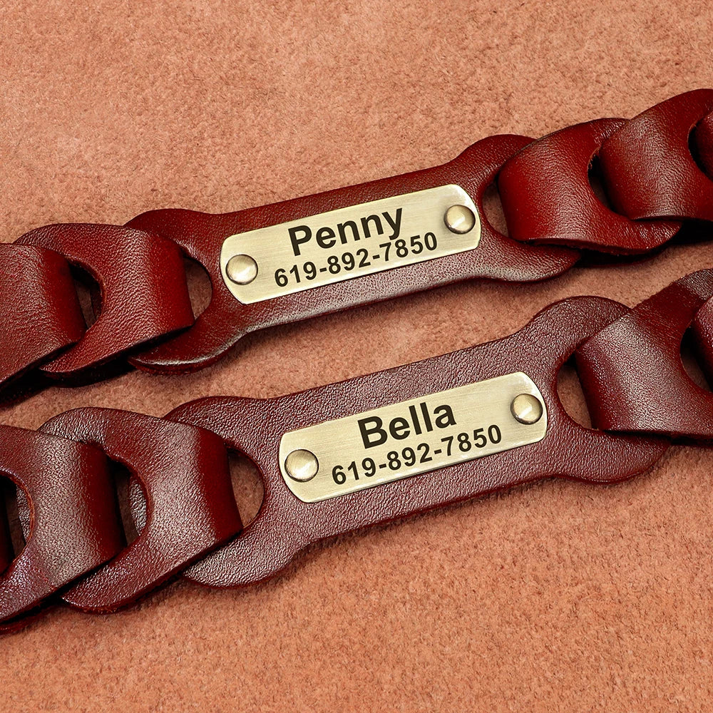 Genuine Leather Personalized  Dog Collar