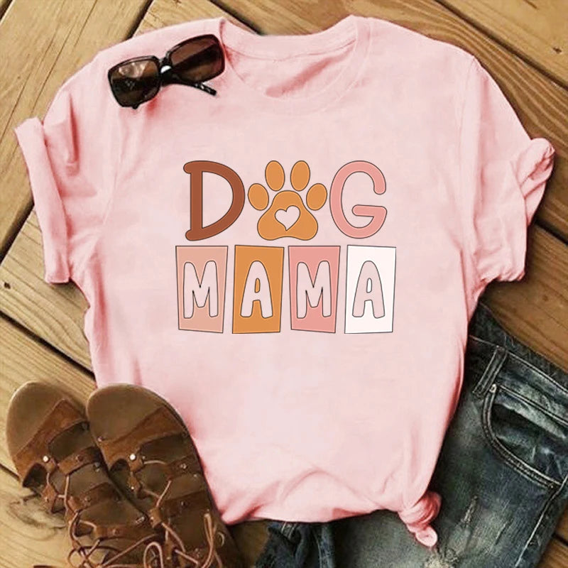 Dog Mama Printing Women  T-Shirt