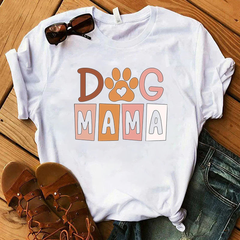 Dog Mama Printing Women  T-Shirt