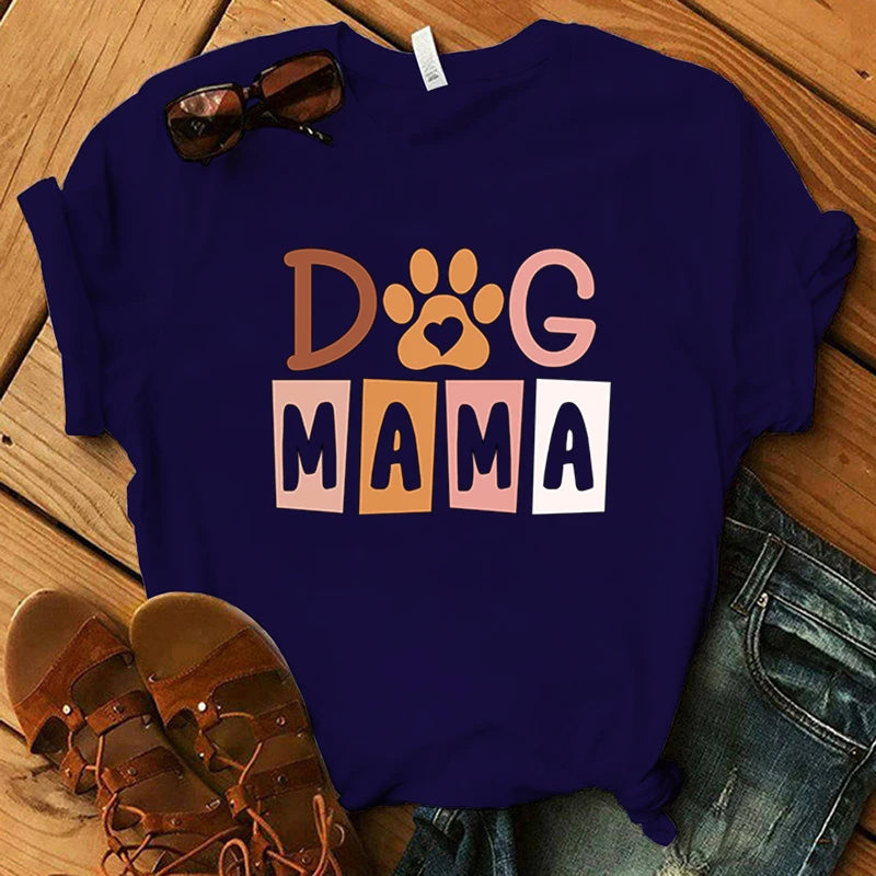 Dog Mama Printing Women  T-Shirt